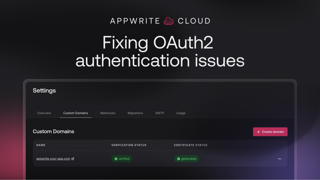 Fixing OAuth2 authentication issues in Appwrite