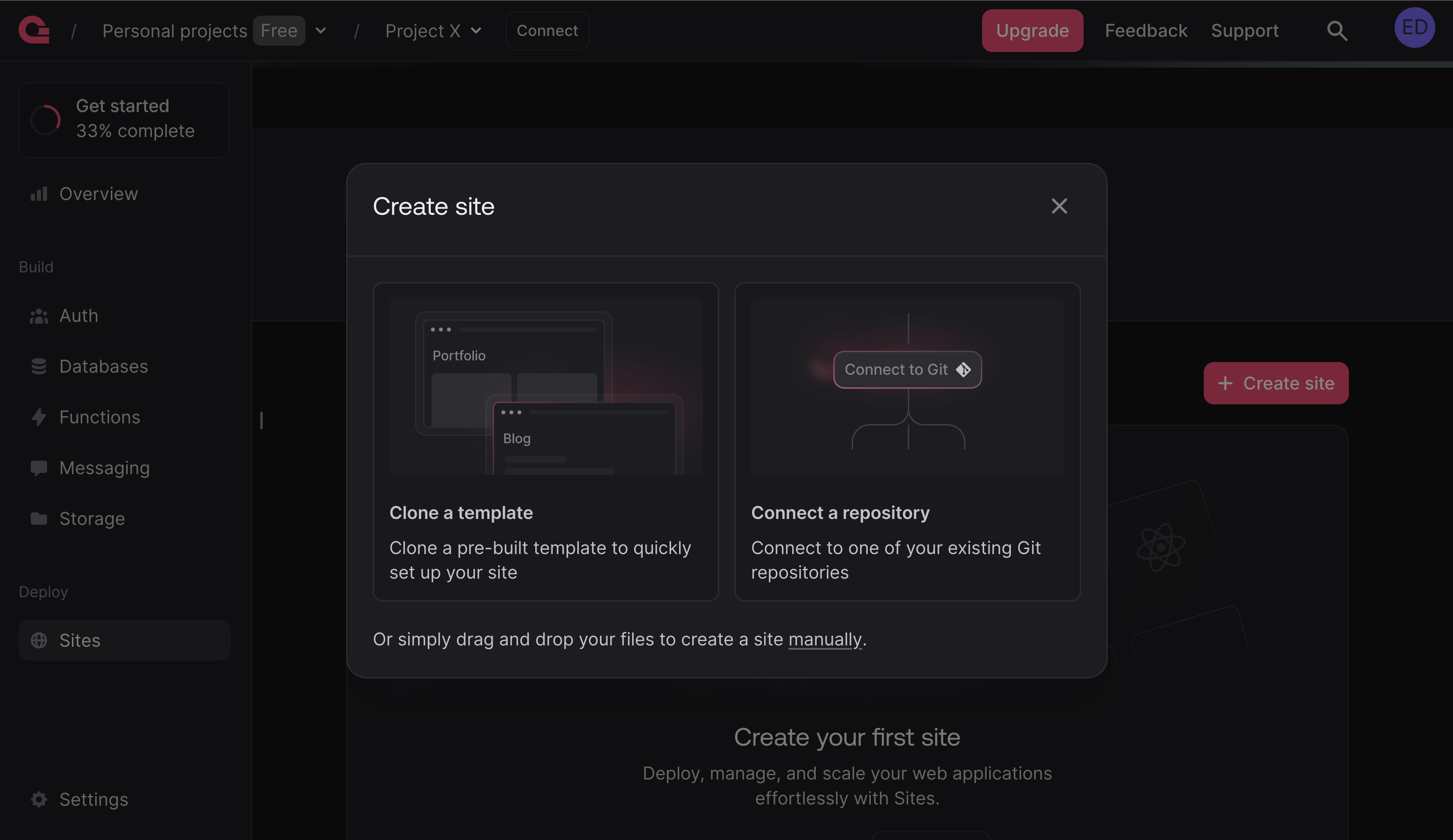 Clone or connect Git