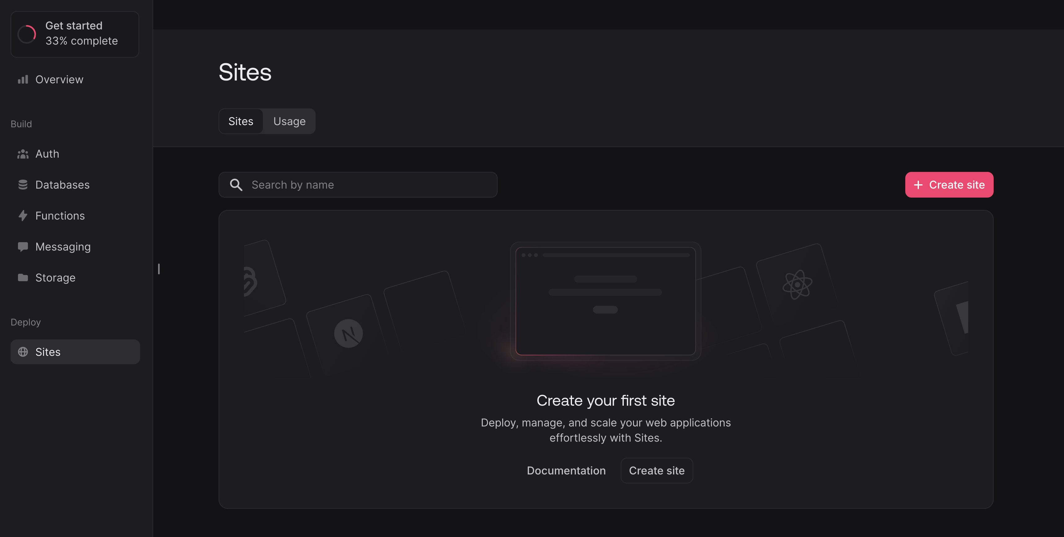 Setup Sites on the Console