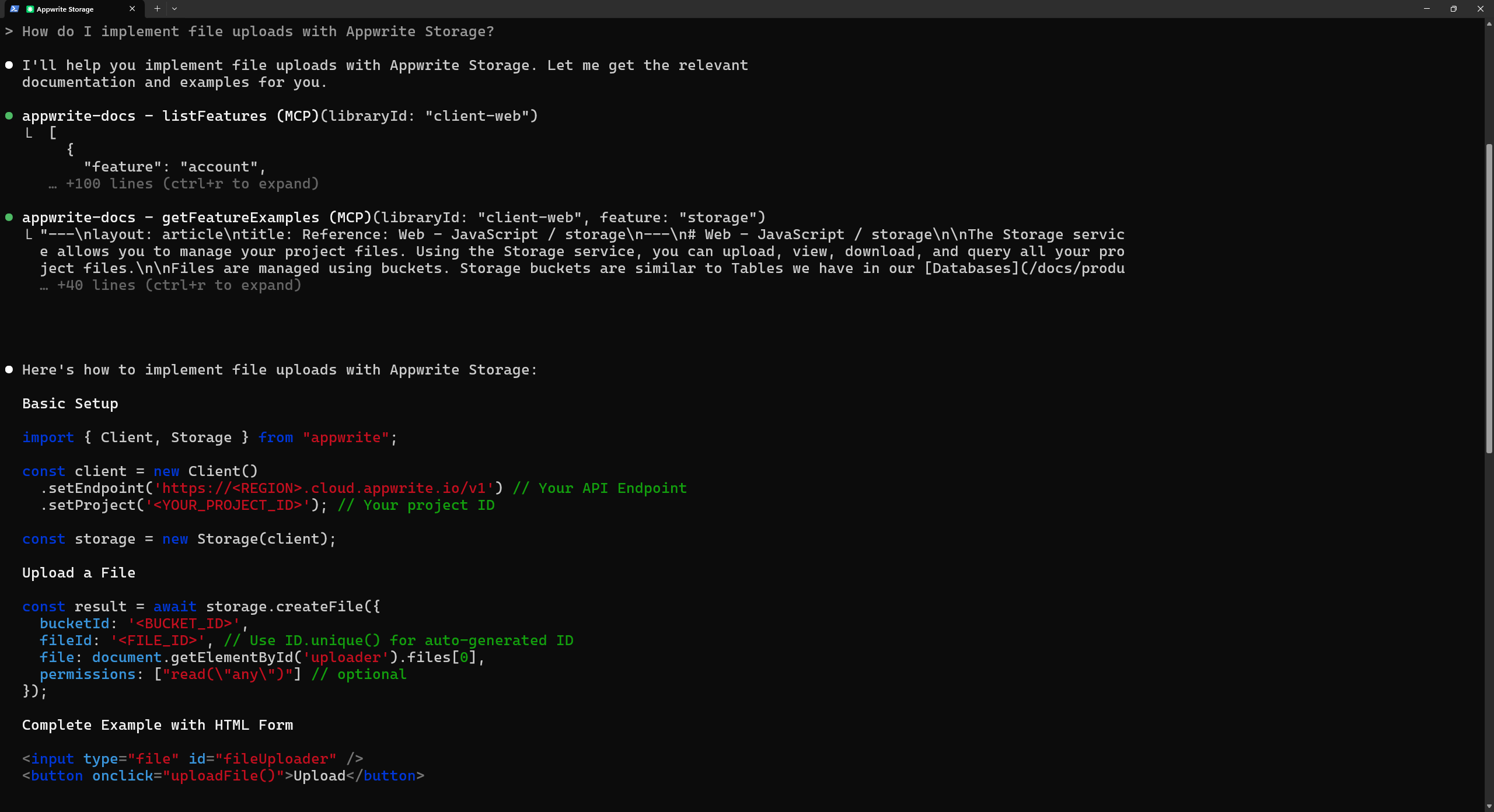 Implement file uploads with Appwrite Storage