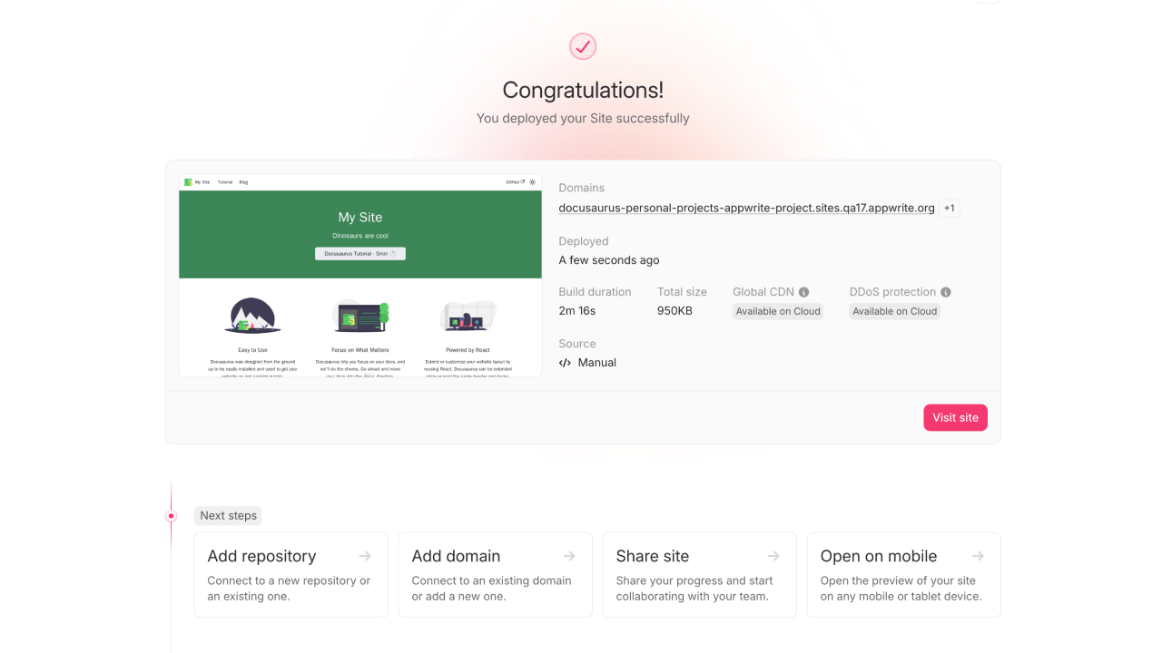 Configure site details