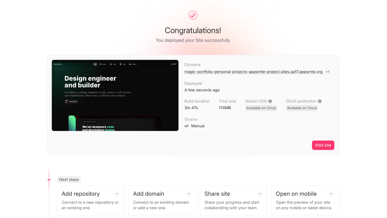 Configure site details