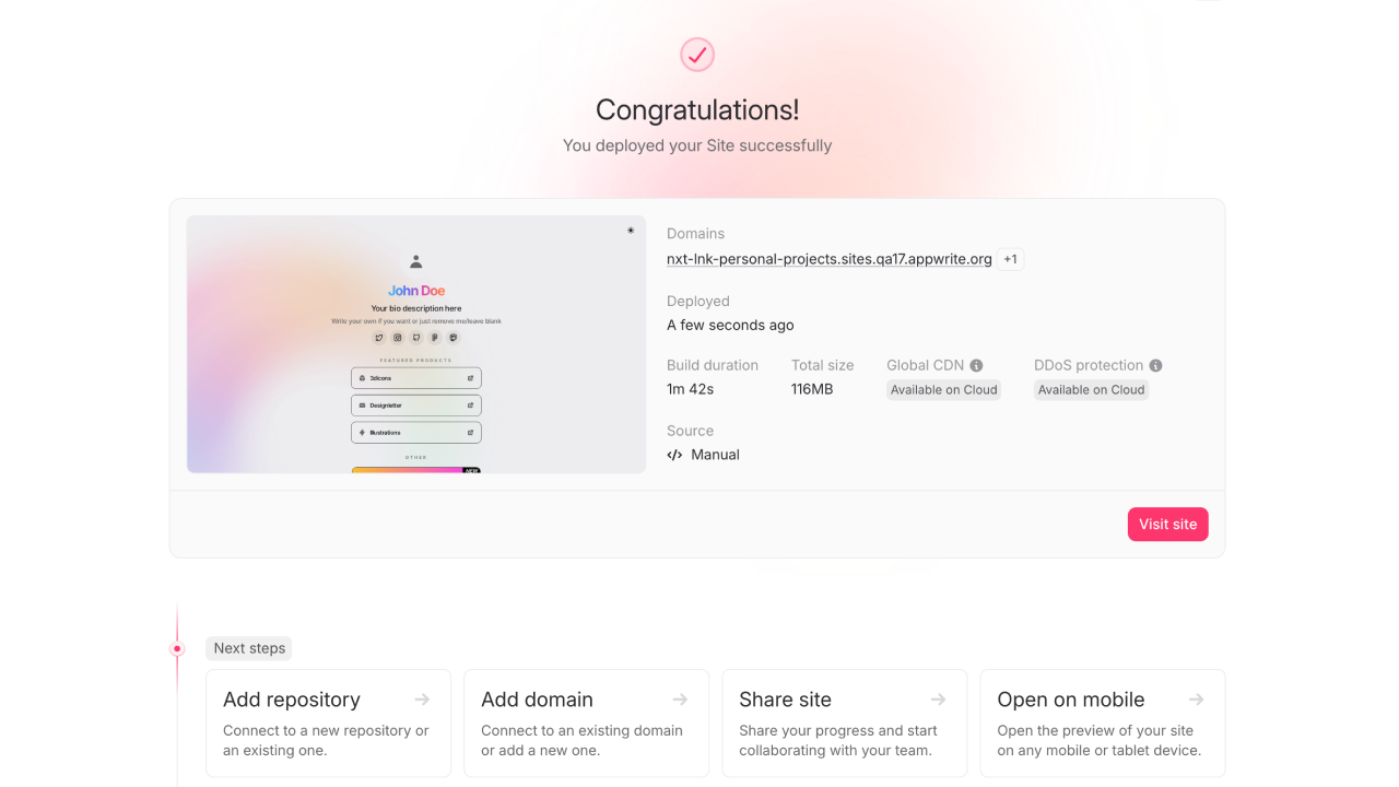 Configure site details