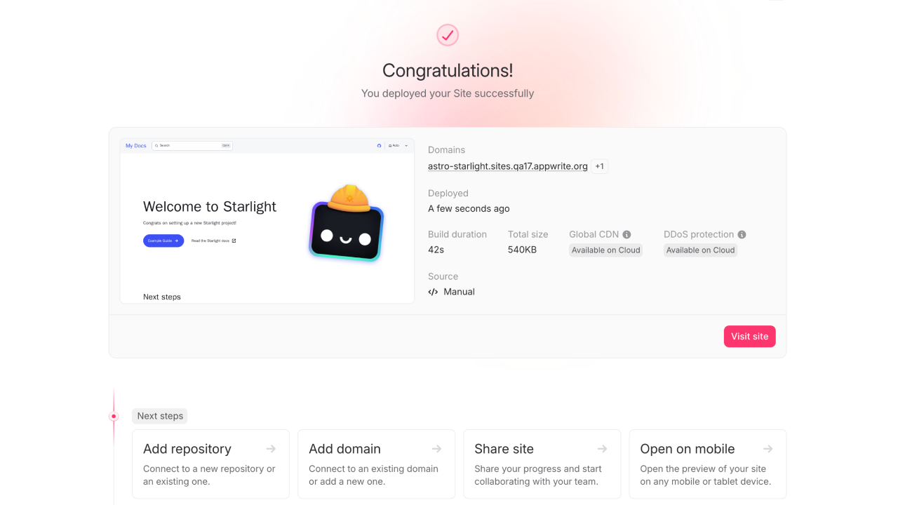 Configure site details