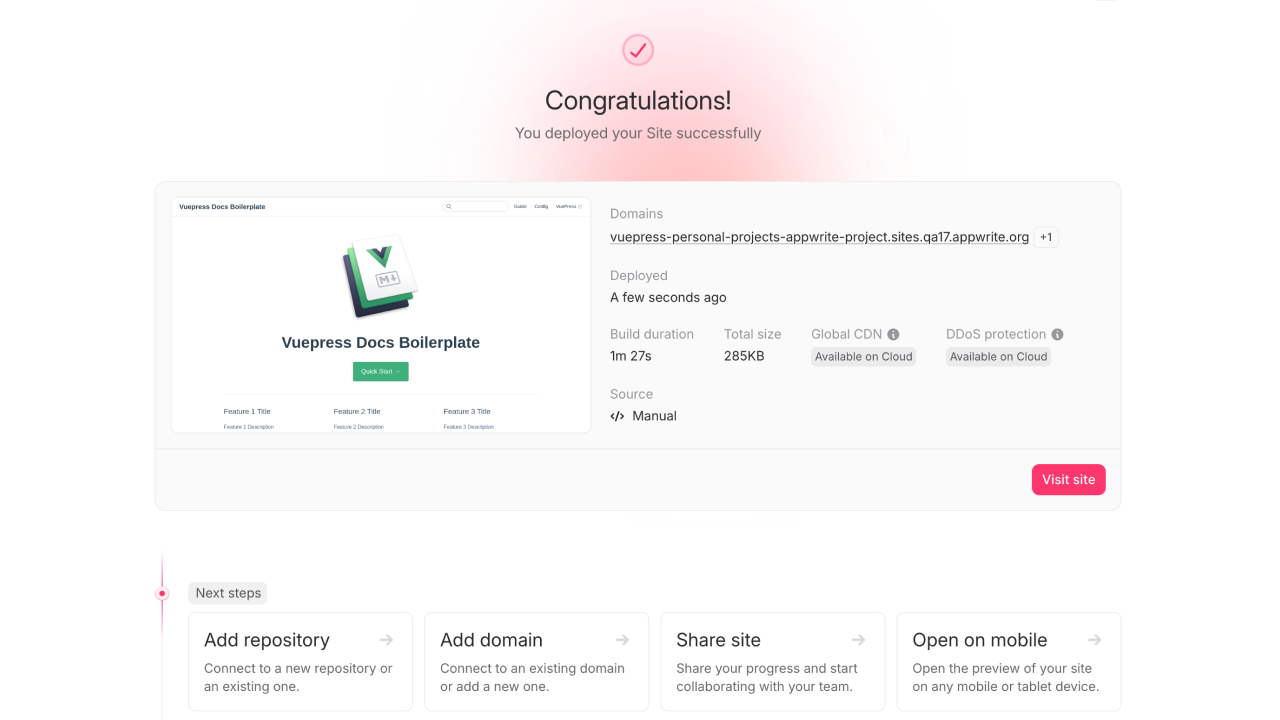 Configure site details